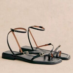 Sezane Black Strappy Leather Sandals